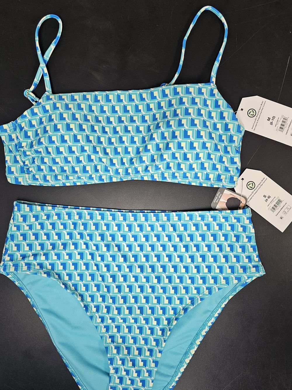 Time and Tru Blue Geometric Two-Piece Bikini